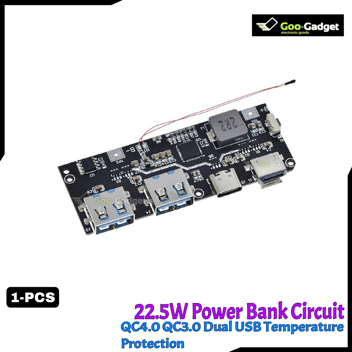 QC4.0 QC3.0 LED Dual USB Mobile Power Bank Module | 5V 4.5A 22.5W Micro/Type-C USB Charging with Temperature & Circuit Protection