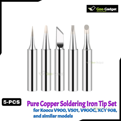 5Pcs Pure Copper Soldering Iron Tip Set for Koocu V900, V501, V90OC, XCY 908, and similar models_img_0