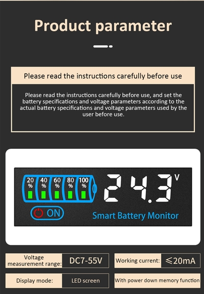 DC 7–55V Smart Battery Level Indicator (JX-4615N-A2) – LCD Voltage & Capacity Meter_img_7