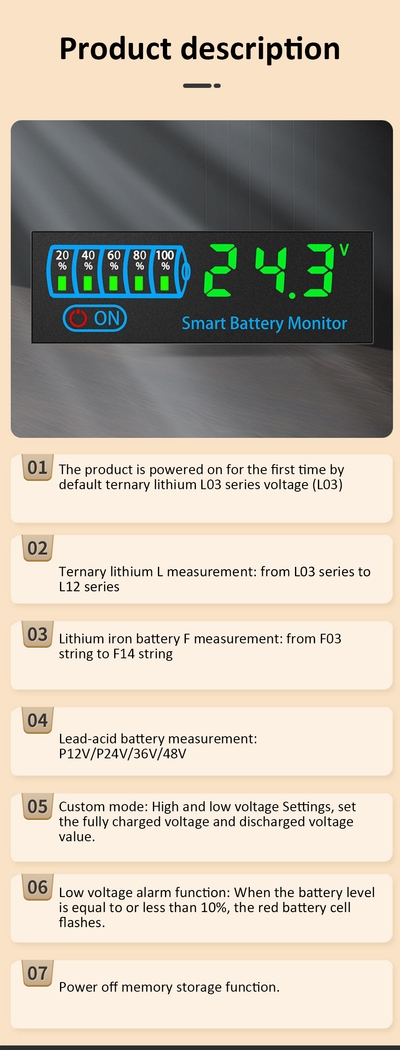 DC 7–55V Smart Battery Level Indicator (JX-4615N-A2) – LCD Voltage & Capacity Meter_img_10