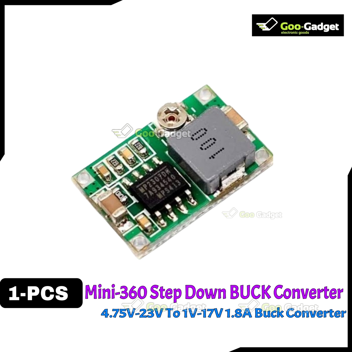 Mini-360 DC-DC Step-Down Buck Converter Module | Adjustable Voltage Regulator 4.75V-23V to 1V-17V