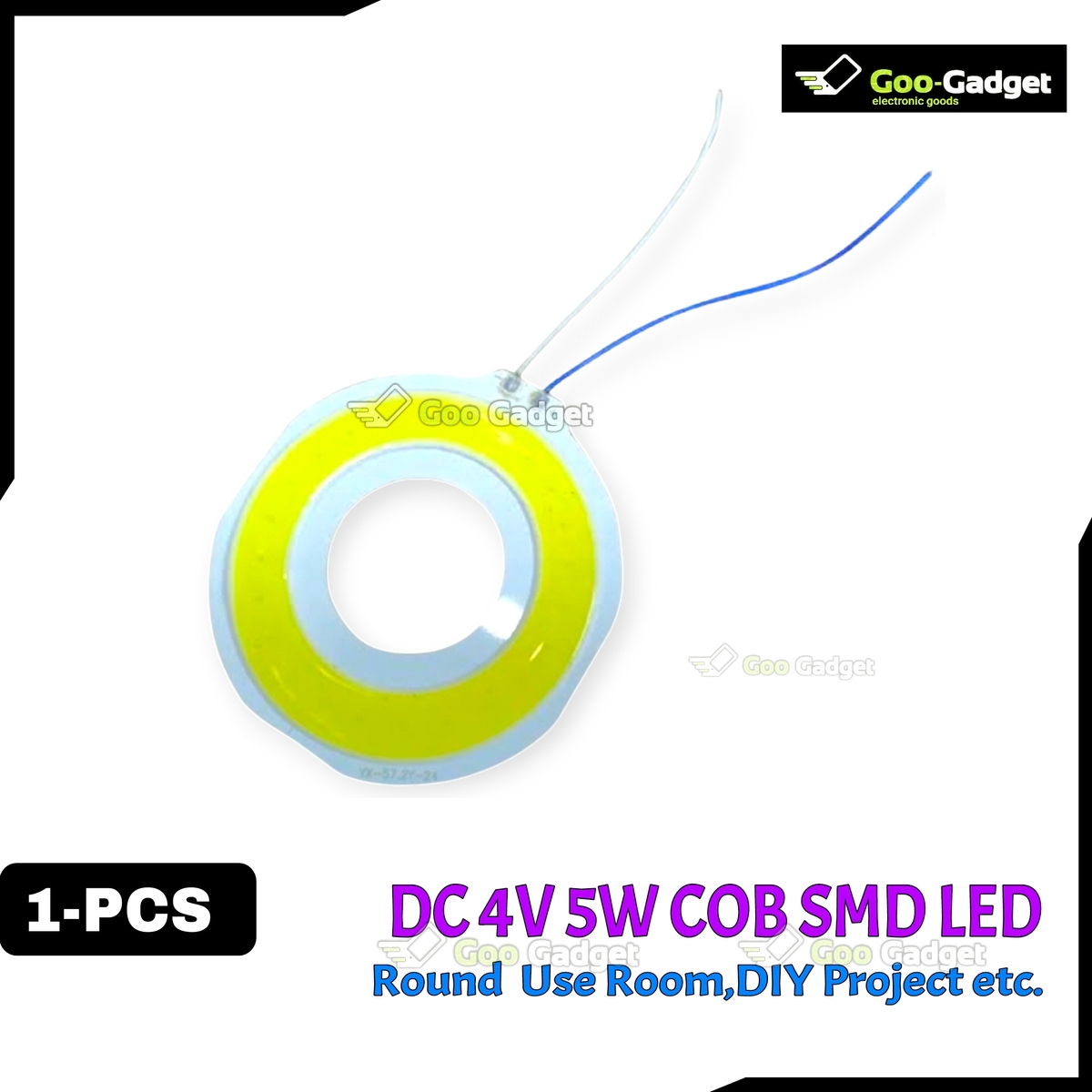 DC 4V 5W White Round COB SMD LED Light Chip | YX-57.2Y-24 Ultra Bright 5-Watt LED
