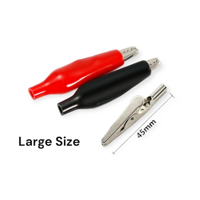 1 Pair Alligator Clips (Red & Black) | 45mm Plastic Boot Electrical Test Clamps | Battery & Multimeter Crocodile Claws_img_0