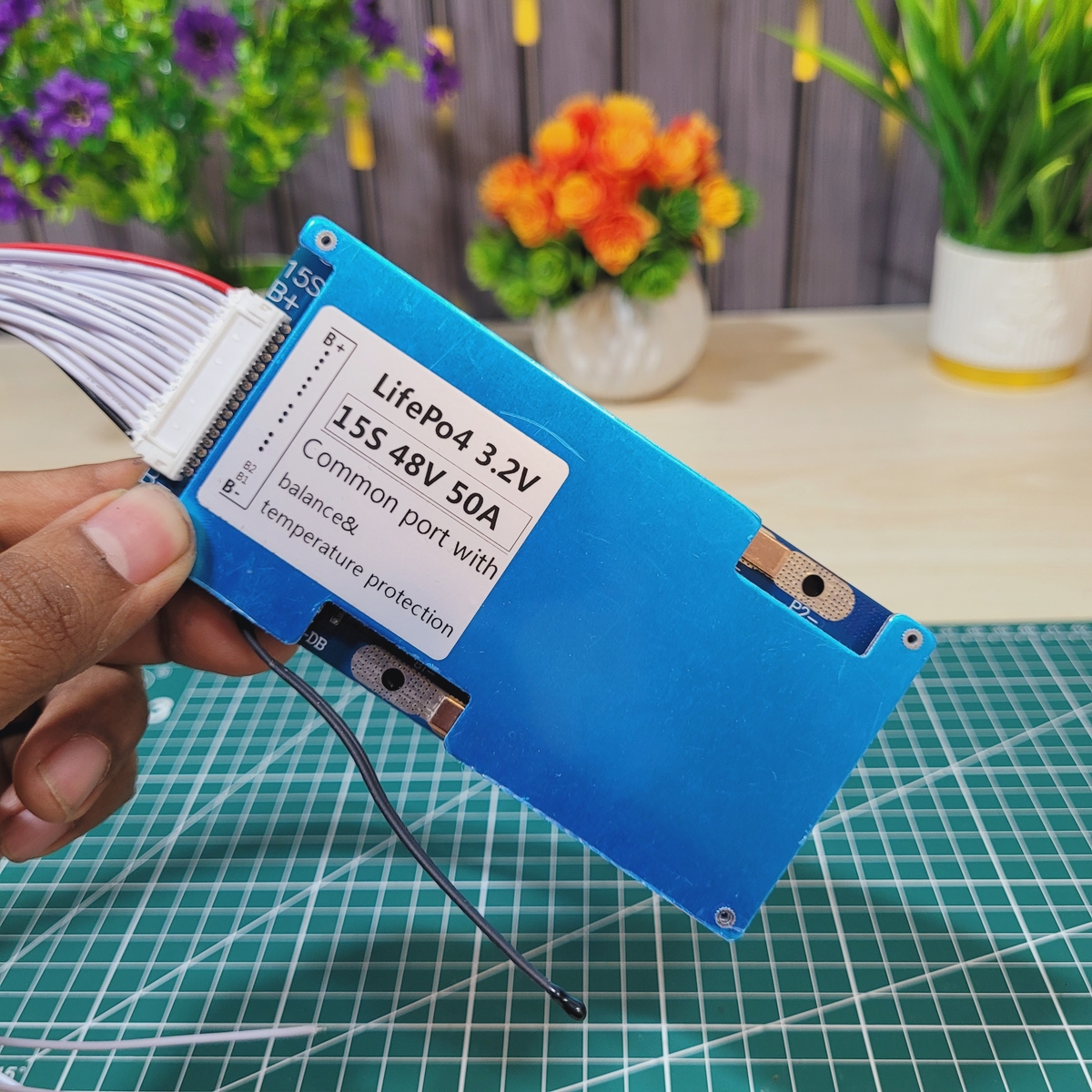 15S 48V 50A LiFePO4 Battery Management System with Balance and Temperature Protection
