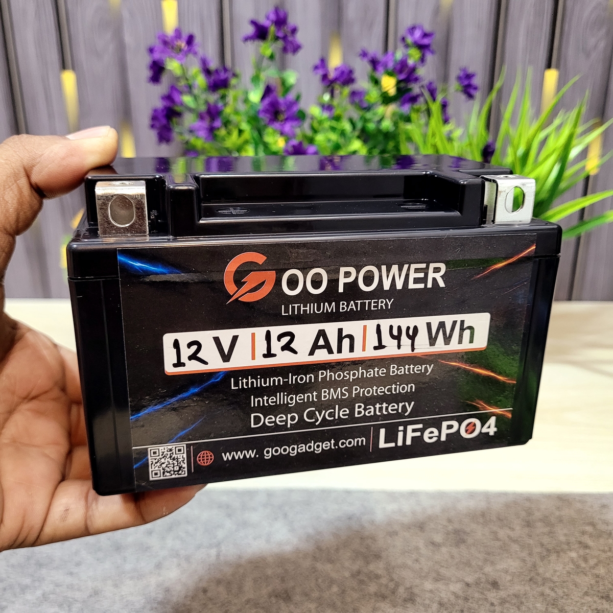 12V 12Ah LiFePO4 Bike Self-Start Battery Pack with Active Balancer, 7L Size, High Peak Current Support