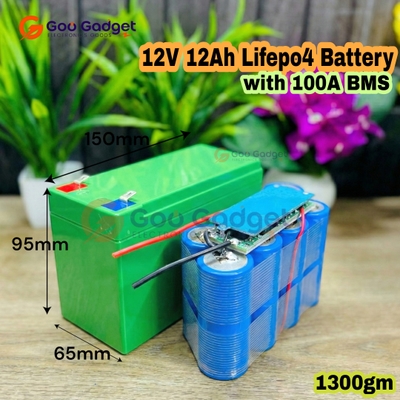 12V 12Ah LiFePO4 Bike Self-Start Battery Pack | 4S2P IFR32700 Cells with 100A Balanced BMS_img_0