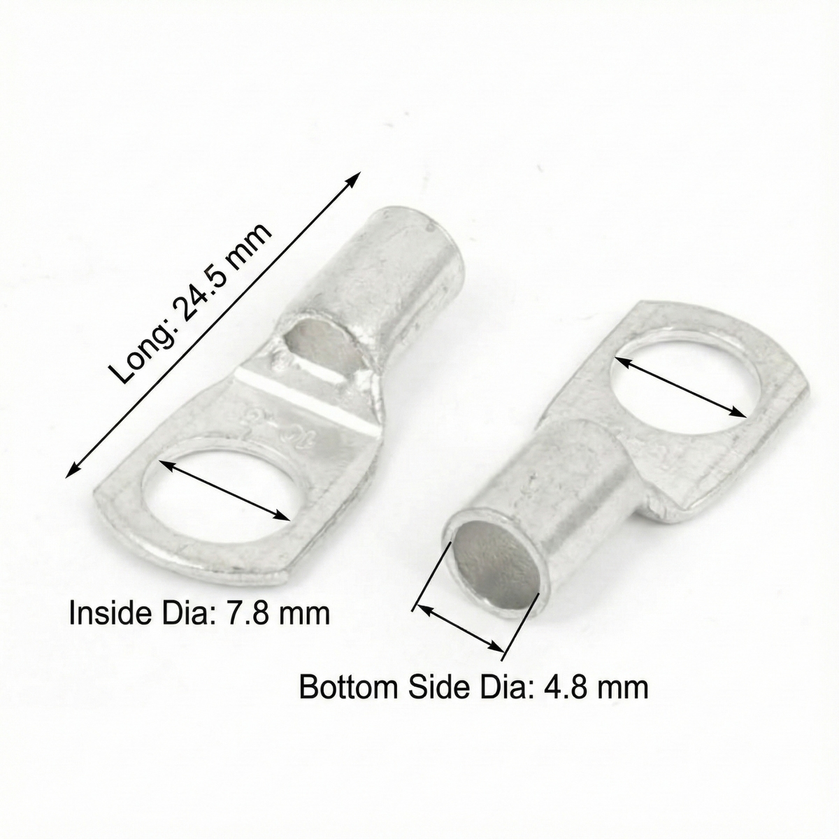 1 pair Copper Tube Ring Terminal Lug | 7.8mm Eye Hole | Heavy-Duty Cable Crimp Connector