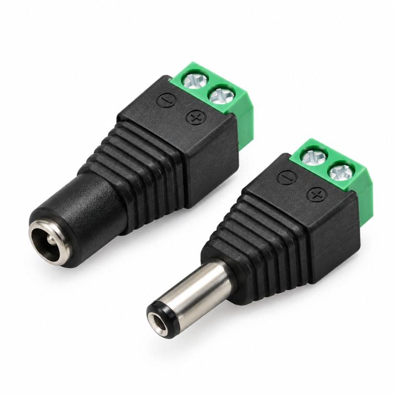 DC Power Connector 2.1mm x 5.5mm Male Female Adapter 1 Pair