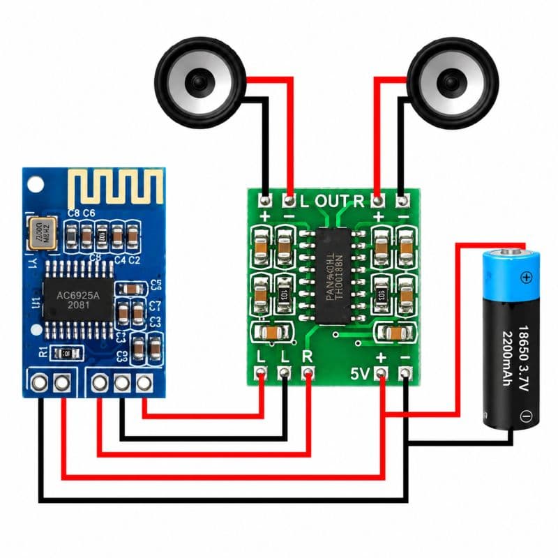 PAM8403 Bluetooth Audio Receiver Board 3W+3W Stereo Class-D Amplifier