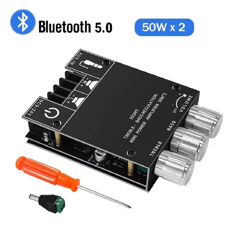 ZK-502MT 100W Bluetooth 5.0 Class-D Stereo Amplifier Board 9-24V