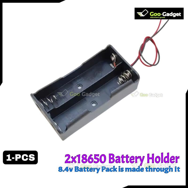 2-Slot 18650 Battery Holder Box 7.4V Lithium-Ion Case with Wire Leads