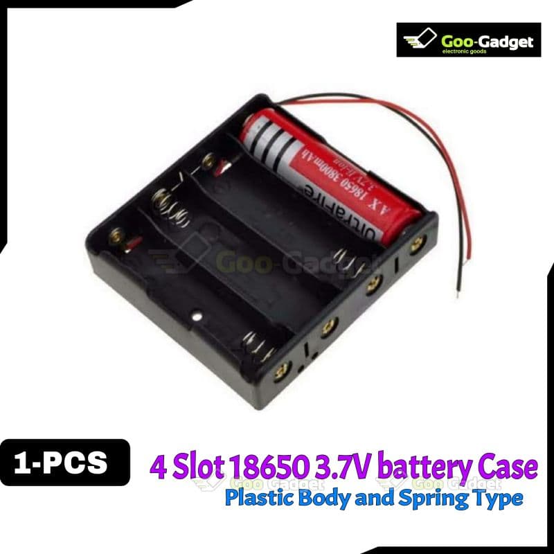 4-Slot 18650 Battery Holder Box 14.8V Lithium-Ion Case with Wire Leads