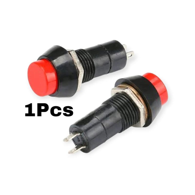 12mm Panel Mount Push Button Switch 2-Pin 3A 150V Red