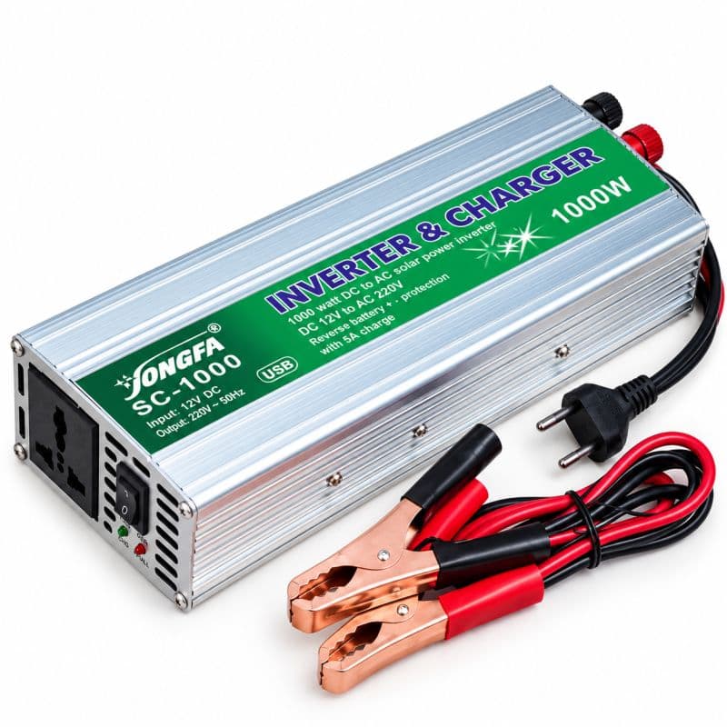 Jongfa 1000W 12V to 220V AC Inverter Charger with 5A Charging