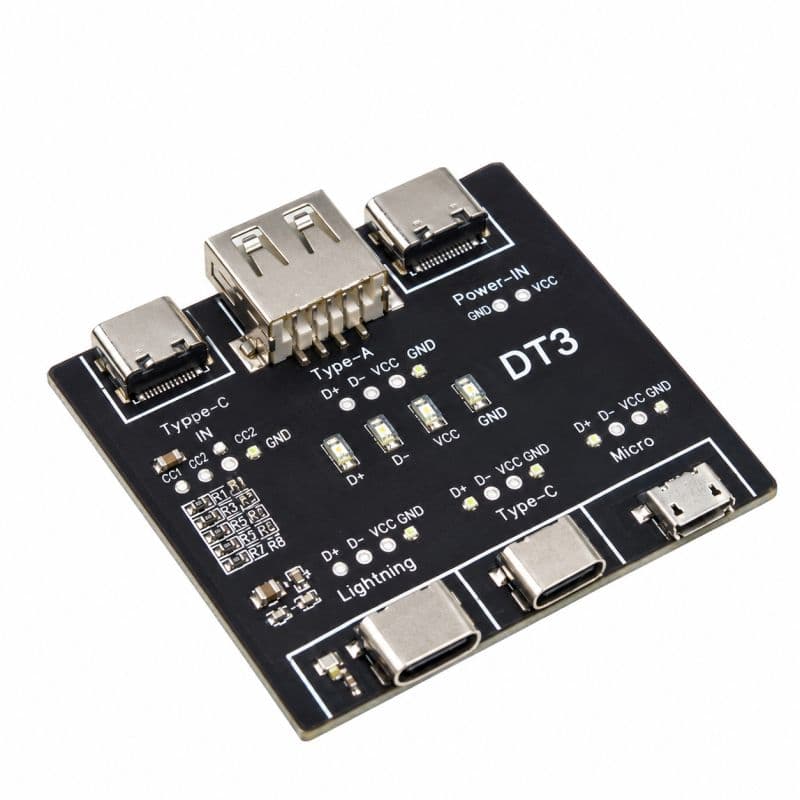 DT3 USB Cable Tester Board with LED Detection & On-Off Switch