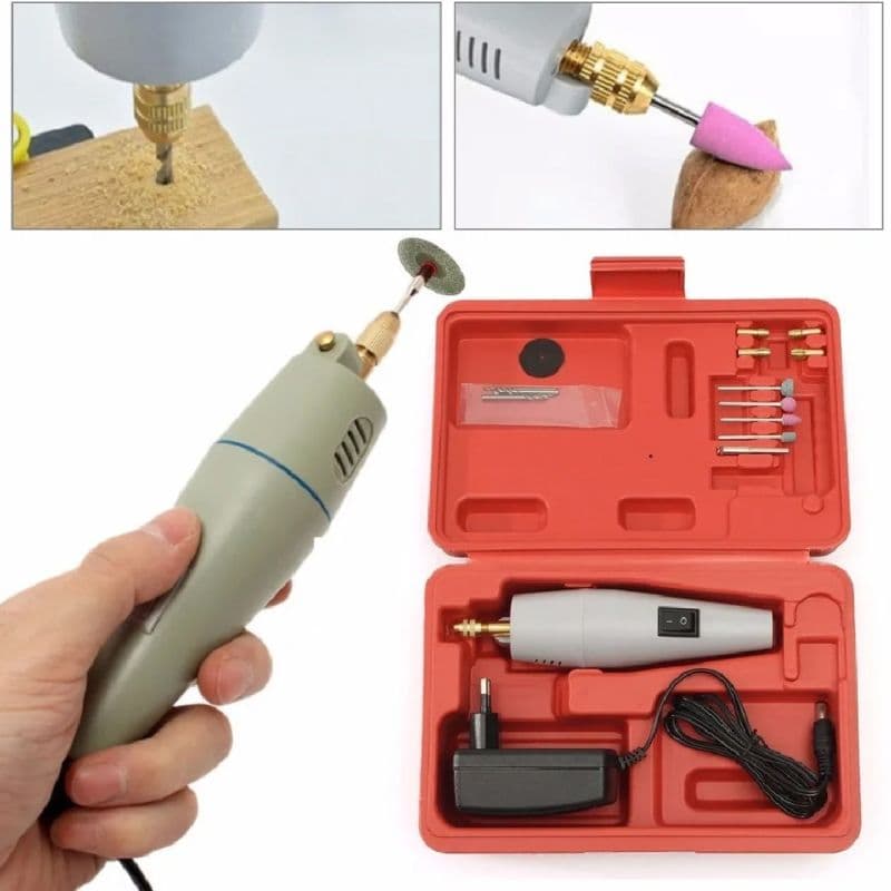 Mini Electric Drill Grinder Rotary Tool Kit 12V 12000RPM with Bits & Power Adapter