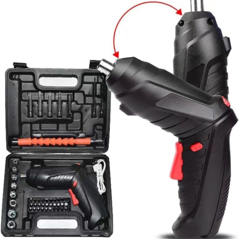Cordless Electric Screwdriver Set 3.6V Rechargeable 46-Piece Repair Kit with LED
