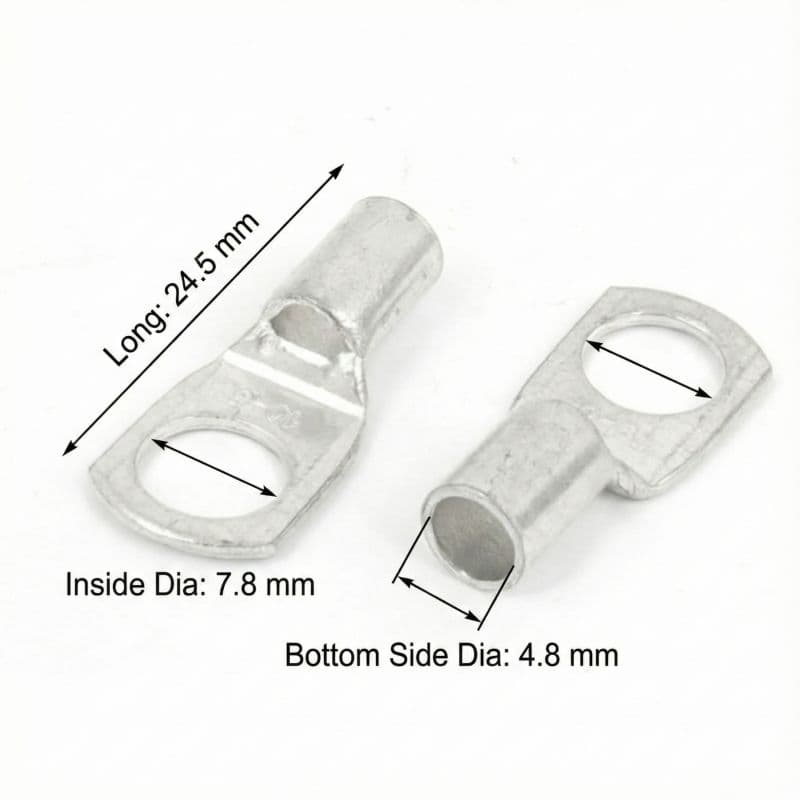 1 Pair Copper Tube Ring Terminal Lug 7–8mm Eye Hole | Heavy-Duty Cable Crimp Connector