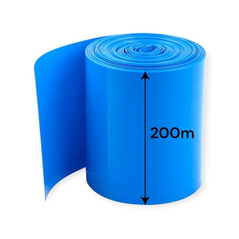 200mm Blue PVC Heat Shrink Sleeve | Battery Pack Insulation & Protection Tube