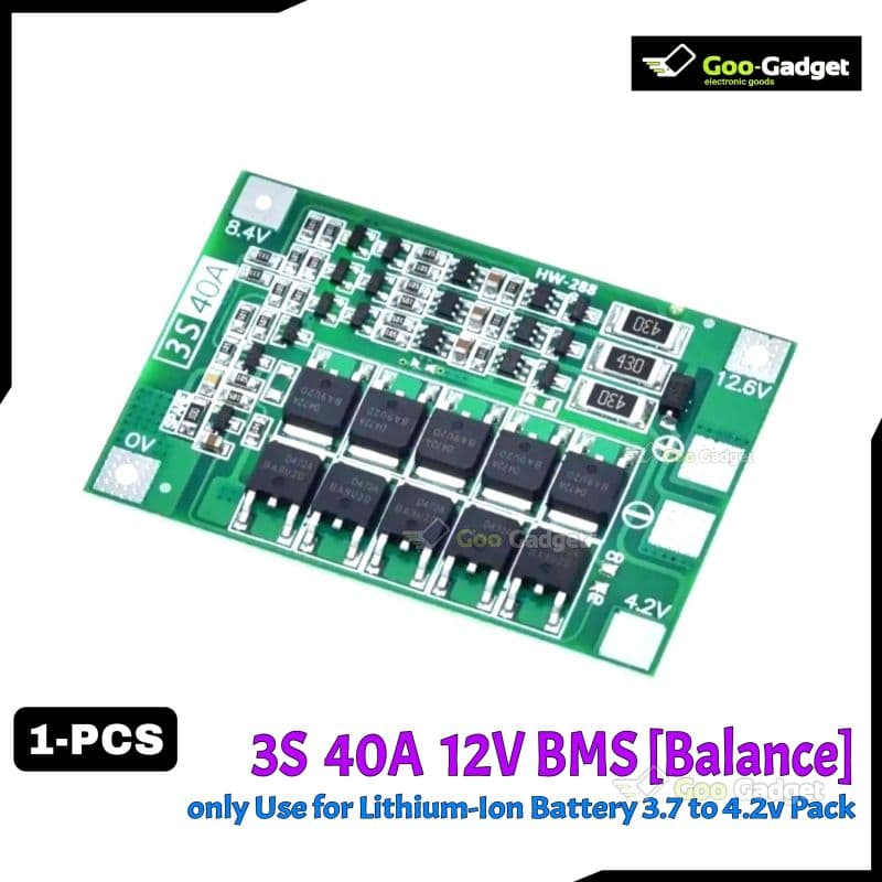 3S 40A 12V 18650 Li-ion BMS Board | Balance Version Battery Protection Module