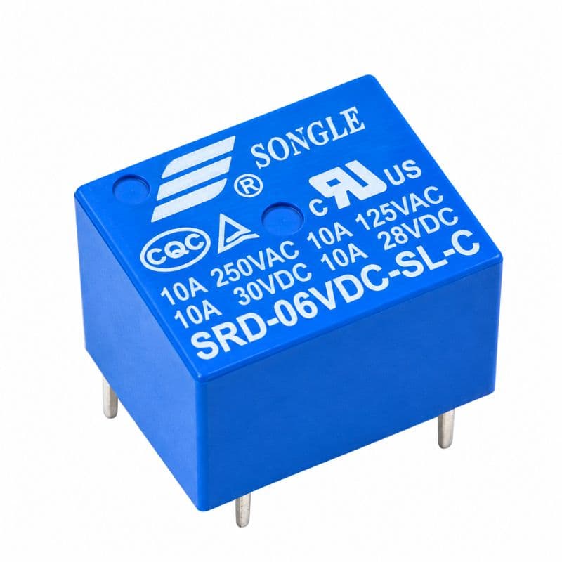 6V DC 5-Pin Relay | SRD-06VDC-SL-C SPDT PCB Mount Power Relay 10A