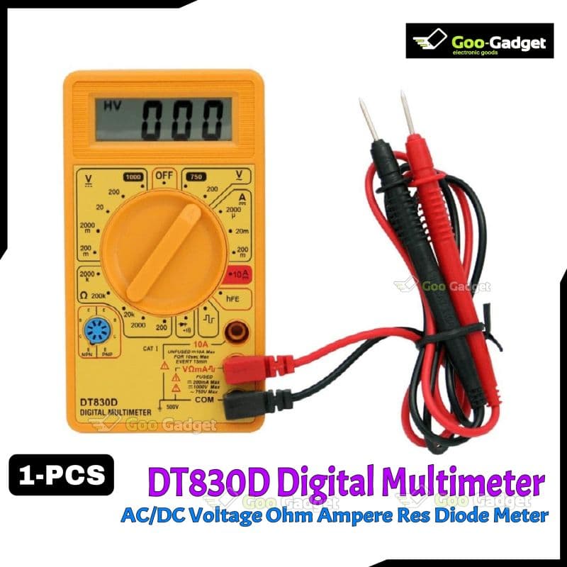 DT830D Digital Multimeter 600V 10A with Resistance & Diode Testing