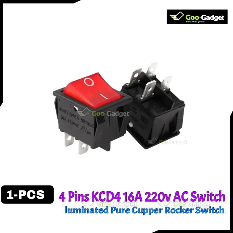 KCD4 4-Pin AC Rocker Switch 6A 125V 10A 250V ON/OFF Toggle Switch