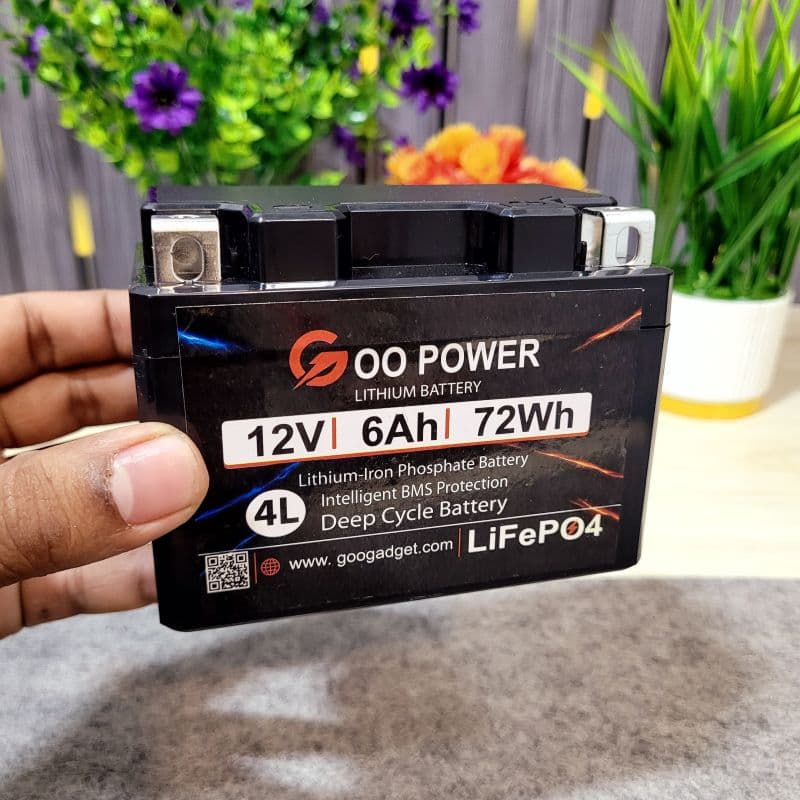 12V 6Ah LiFePO4 Bike Self-Start Battery with Active Balancer 4L Size
