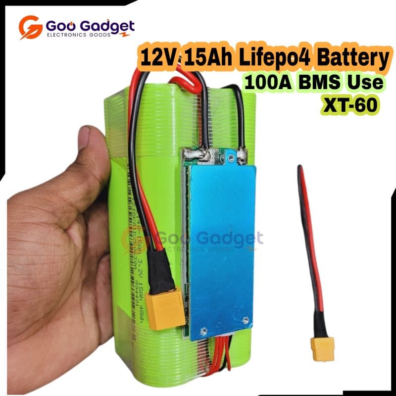 4S 12V 15Ah LiFePO4 Battery Pack 32140 Cells with 100A BMS