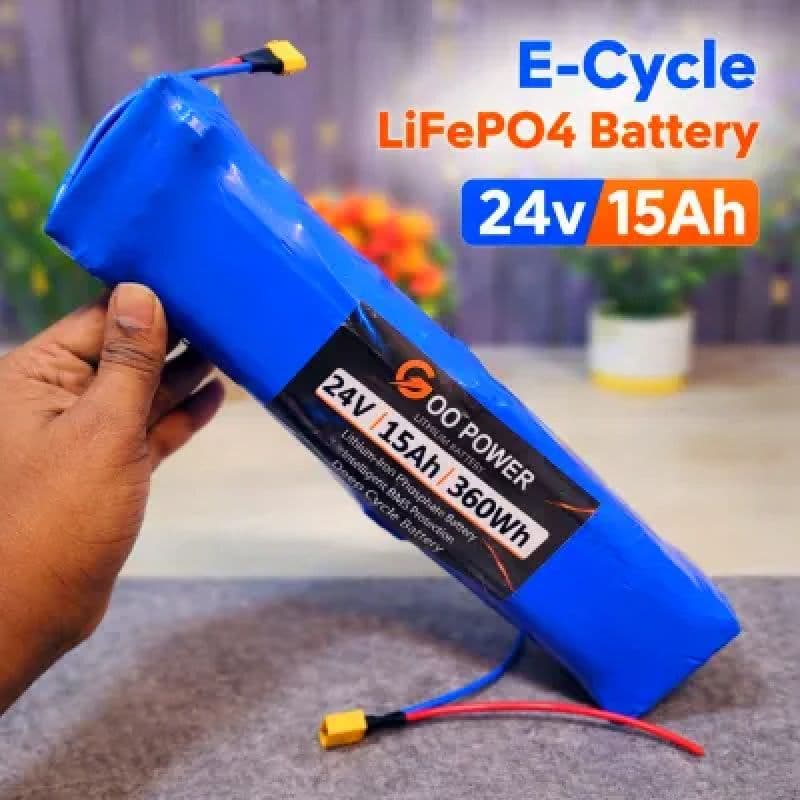 24V 15Ah LiFePO4 E-Cycle Battery Pack 8S 32140 Cells with 30A BMS & XT60