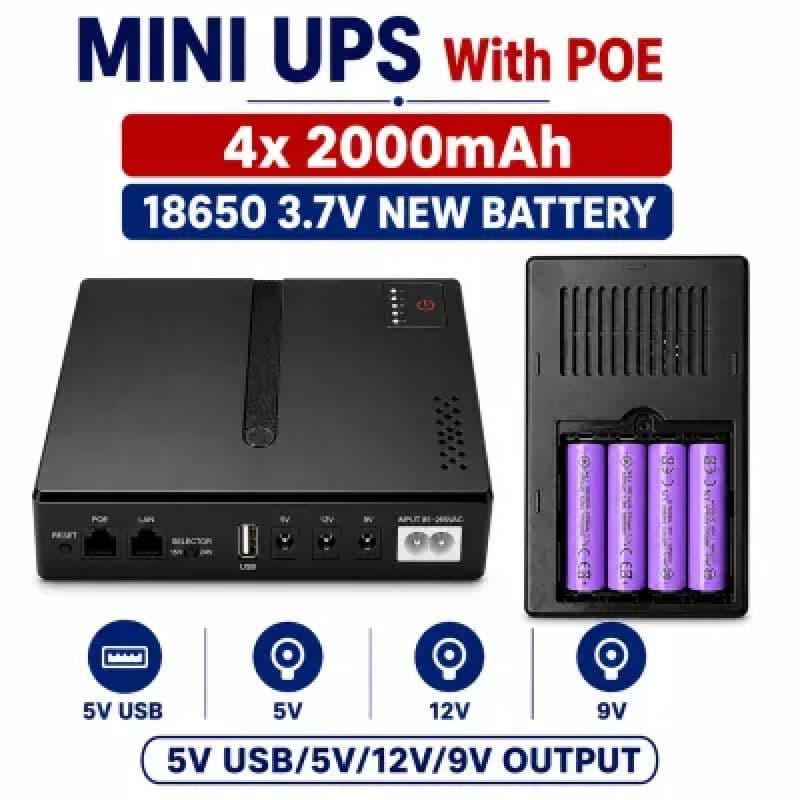 Mini Portable UPS 5V 9V 12V for WiFi Router, ONU & CCTV Camera with 8000mAh Battery