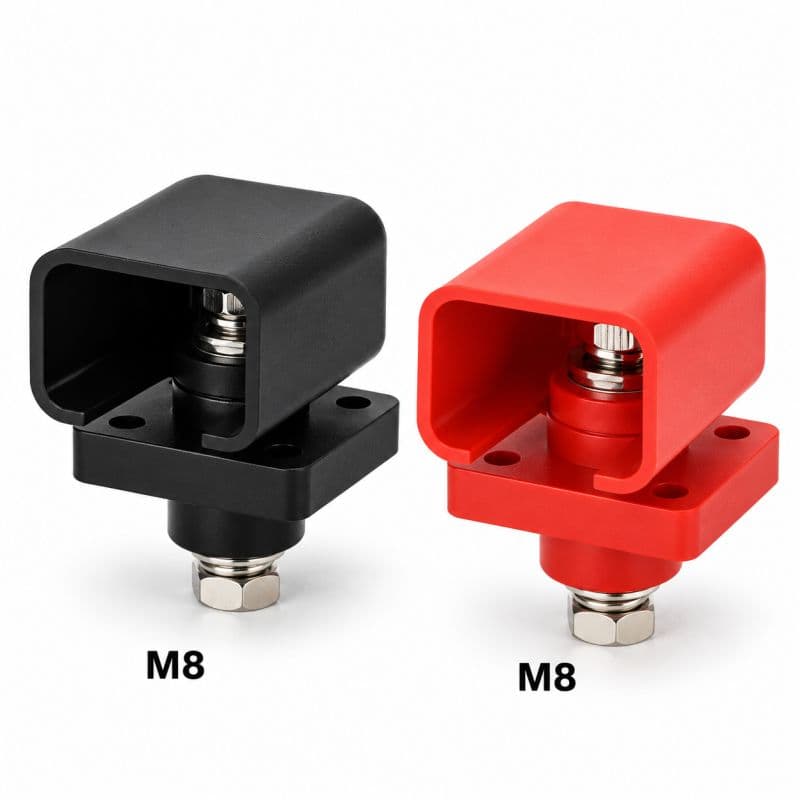 200A High Current Battery Connector Terminal Block | Red & Black 2-Piece Energy Storage Connector