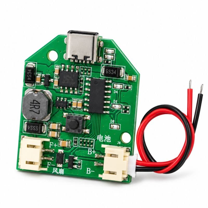 3.7V to 5V/7V/9V/12V BLDC Fan Control Board | Type-C Rechargeable Fan Boost Module