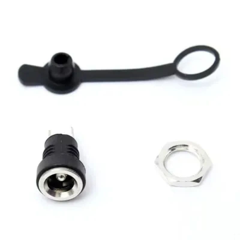 5.5×2.1mm DC Power Socket | Female Panel Mount Jack with Waterproof Cover