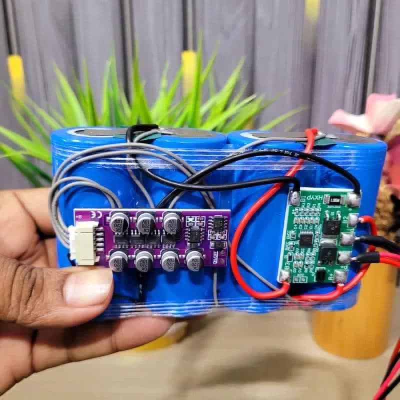 12V 6Ah LiFePO4 Battery Pack | 4S 32700 Cells with 15A BMS & 1.2A Active Balancer | Rechargeable Fan