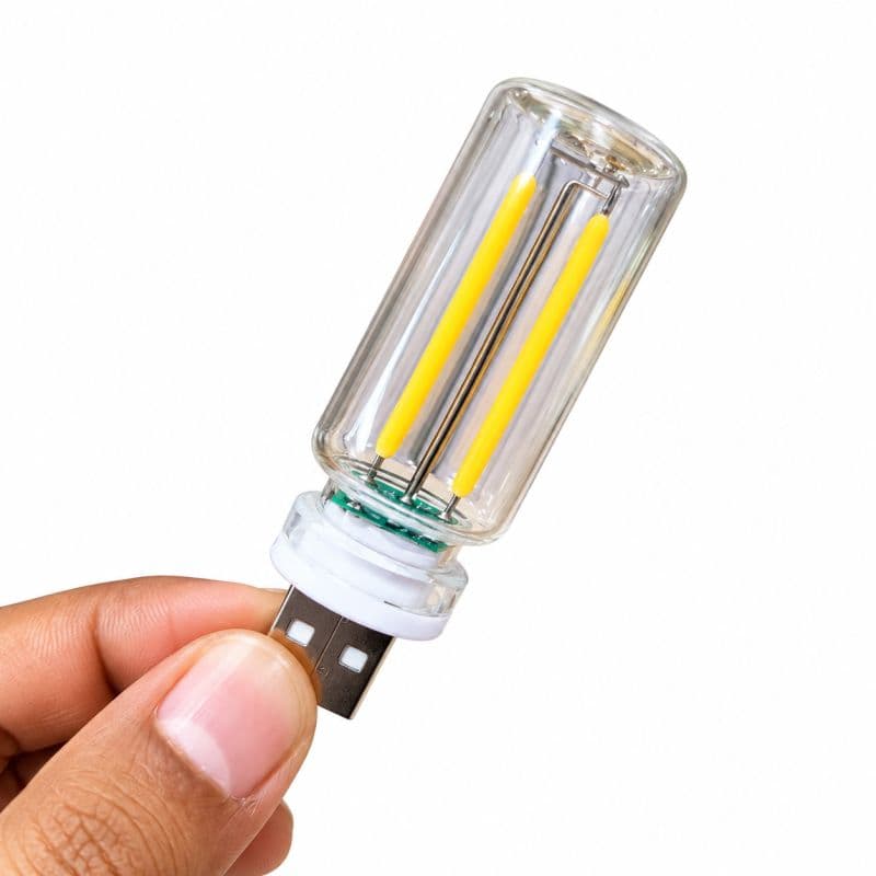USB Flame Effect LED Glass Bottle Night Light | Touch Sensor Decorative Lamp