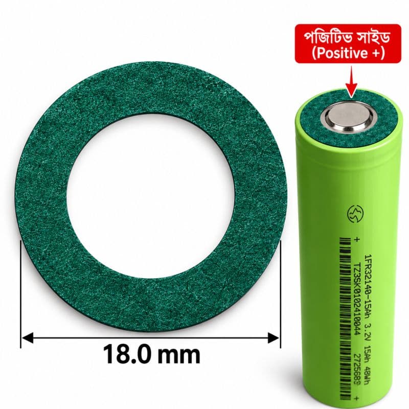 32140 / 32650 / 32700 Positive Terminal Insulation Ring | Green Gasket Paper for LiFePO4 Battery