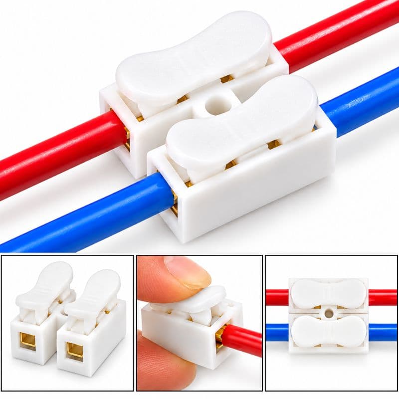 CH2 Quick Splice Lock Wire Connector | 2-Port Reusable Lever Lock Electrical Connector