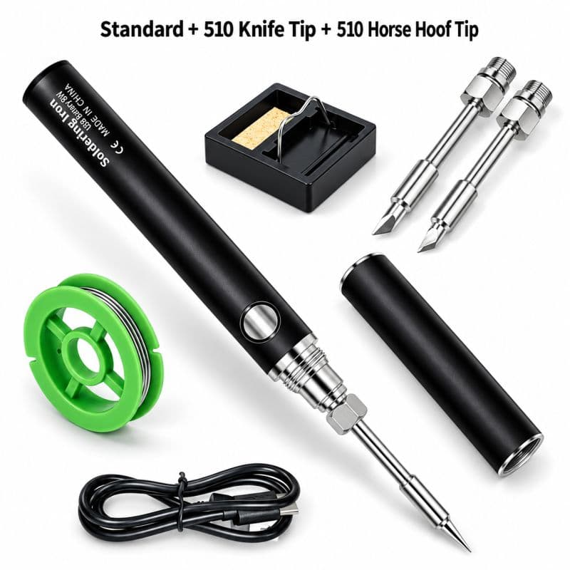 5V 8W USB Soldering Iron Kit with Adjustable Temperature and 3 Tips for Electronics Repair
