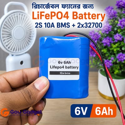6V 6Ah LiFePO4 Battery Pack 32700 Cells 2S with 10A BMS for Rechargeable Fan_img_1