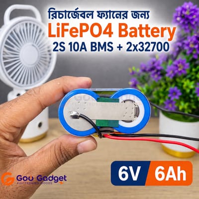 6V 6Ah LiFePO4 Battery Pack 32700 Cells 2S with 10A BMS for Rechargeable Fan_img_2