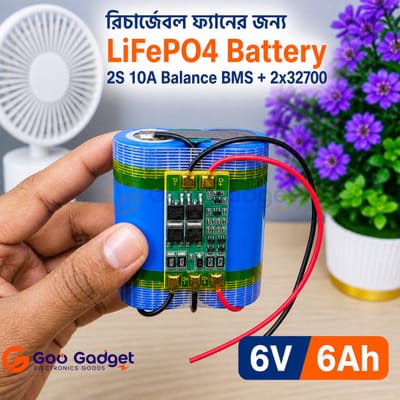6V 6Ah LiFePO4 Battery Pack 32700 2S With 10A Balance BMS for Rechargeable Fan_img_4