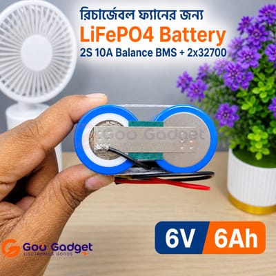 6V 6Ah LiFePO4 Battery Pack 32700 2S With 10A Balance BMS for Rechargeable Fan_img_3
