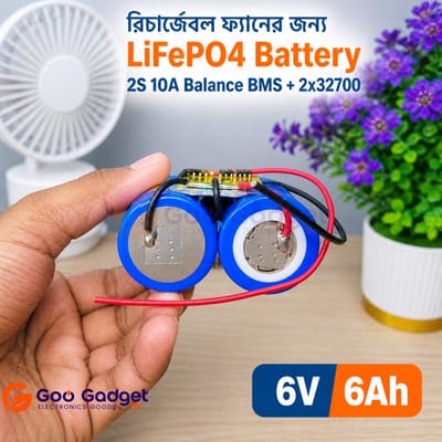 6V 6Ah LiFePO4 Battery Pack 32700 2S With 10A Balance BMS for Rechargeable Fan_img_2