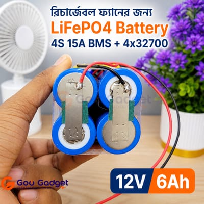 12V 6Ah LiFePO4 Battery Pack 4S 32700 Cells with 15A BMS for Rechargeable Fan & Backup Use_img_3