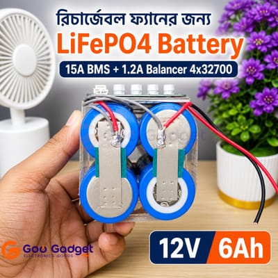 12V 6Ah LiFePO4 Battery Pack 4S 32700 Cells with 15A BMS and 1.2A Active Balancer for Rechargeable Fan and Backup Use_img_3