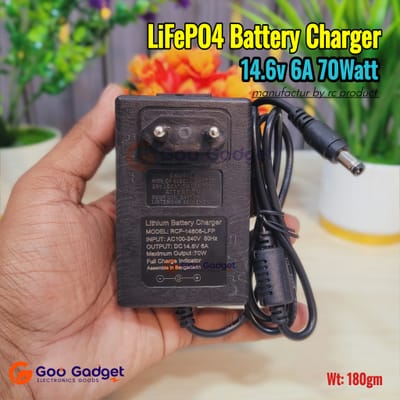 14.6V 6A LiFePO4 Battery Charger | 70W High-Speed Fast Charger | Built-in  Cooling Fan_img_0