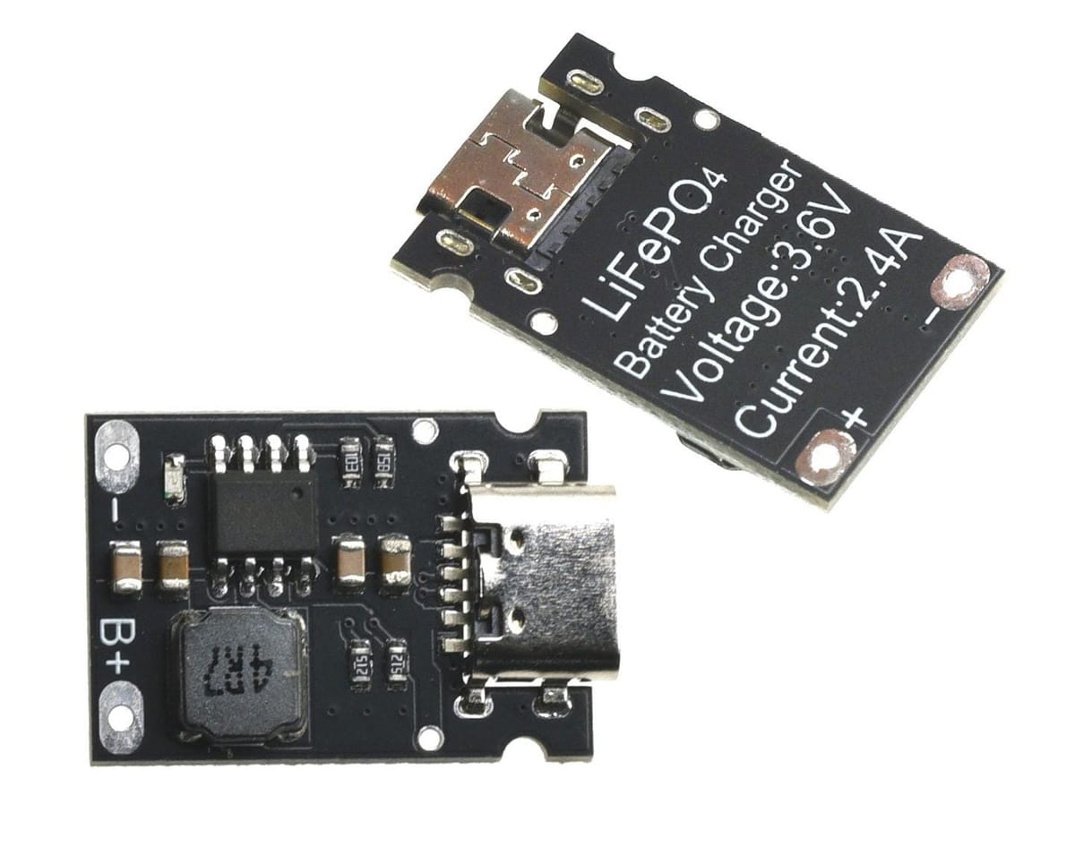 1S 3.6V 2.4A LiFePO4 Battery Charging Module Type-C S0311 | Goo Gadget