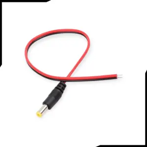 DC Power Jack Male with Cable 2.1mm Plug To Open Wire 6 Inch Adapter