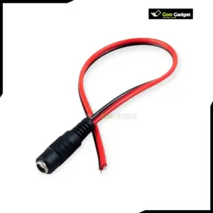 DC Jack Female Barrel Connector with Cable 2.1mm Plug 2-Pin Screw Terminal